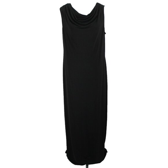 Calvin Klein Maxi Dress Womens Size L Solid Black Sleeveless Cowl Neck Knit - Picture 1 of 7